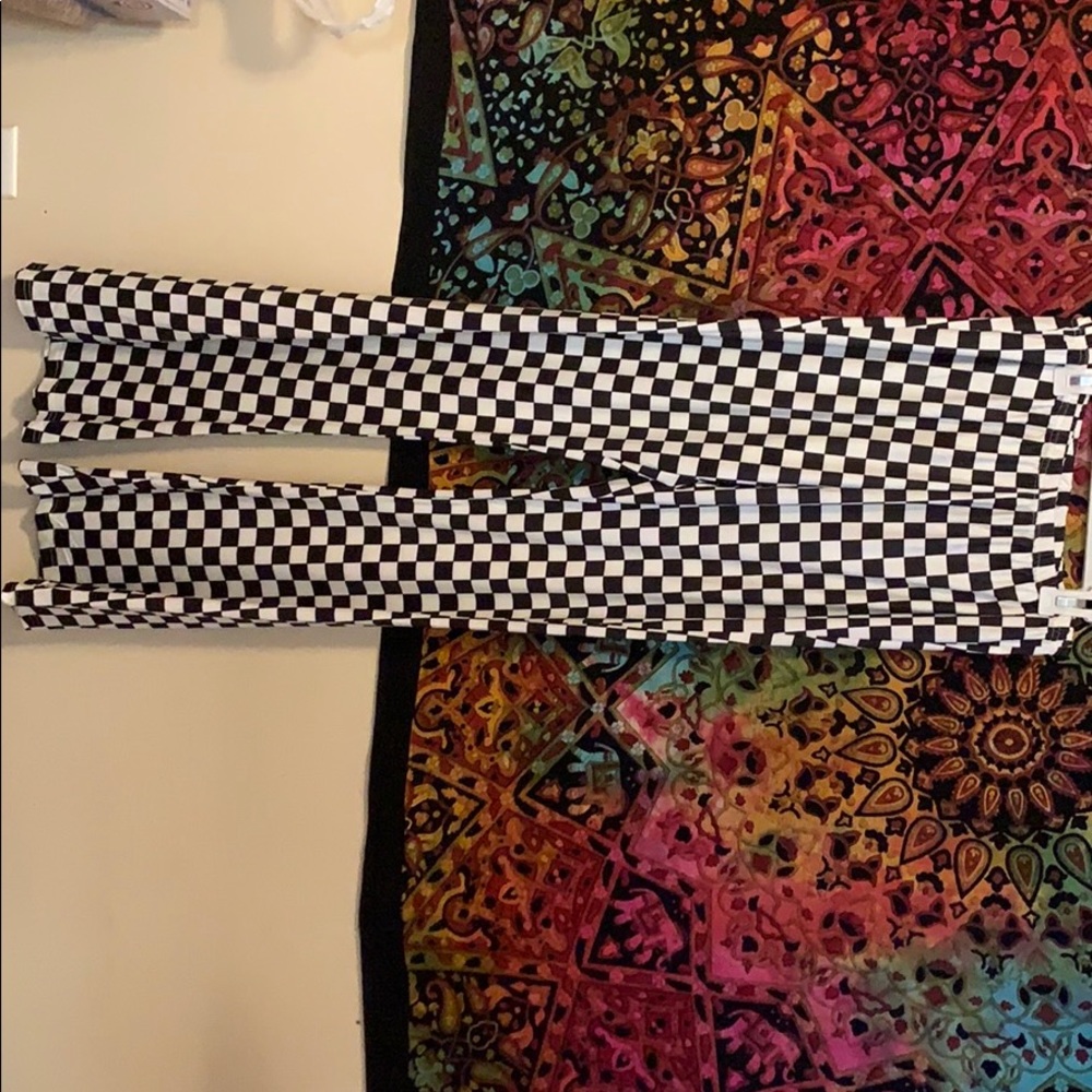Checkerboard flare pants